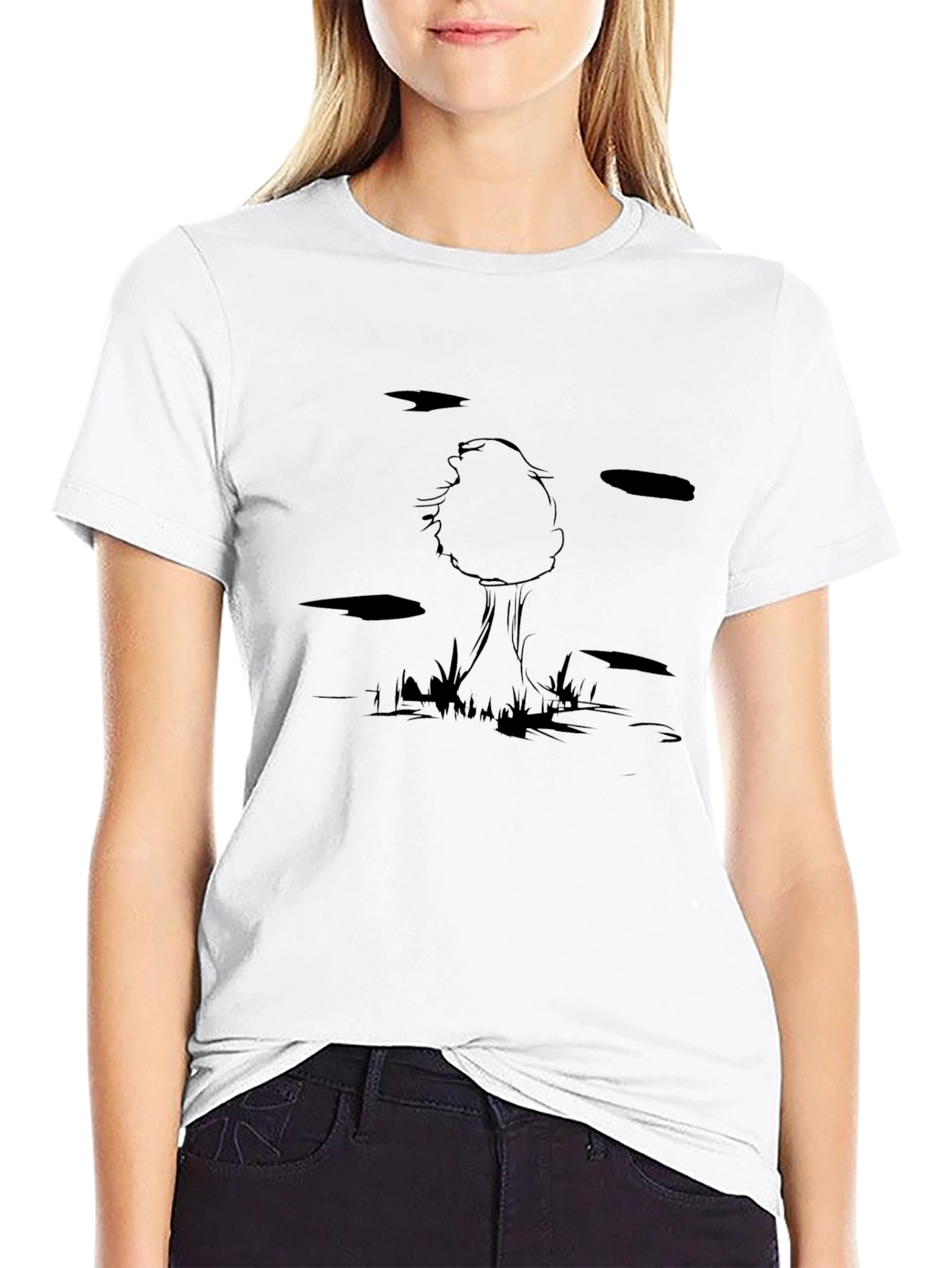 Graphic Tree Print Black T-Shirt