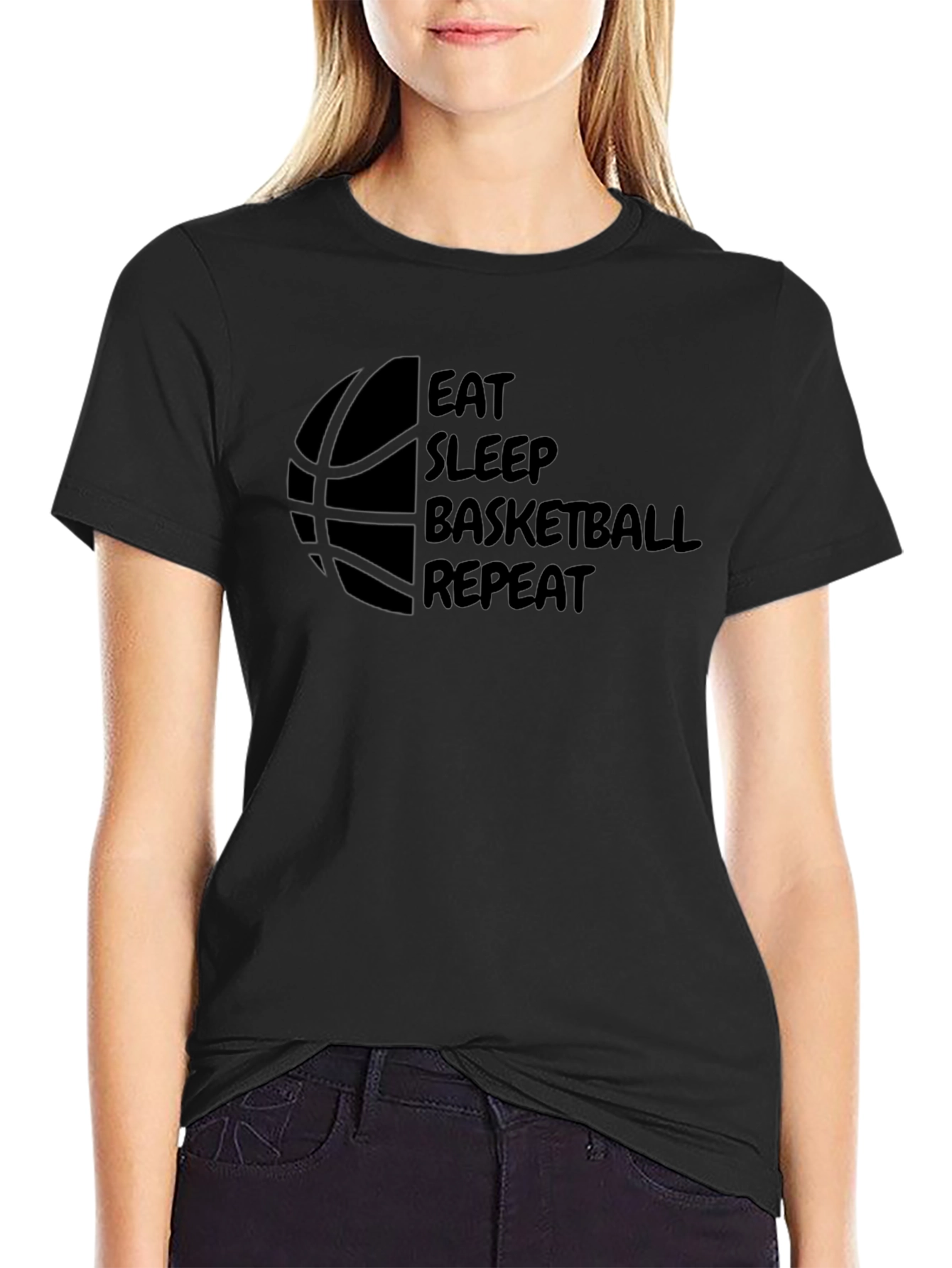 Eat Sleep Basketball Repeat Graphic Tee
