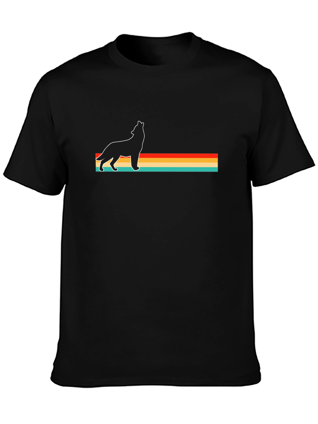 Retro Wolf Graphic Tee - Black