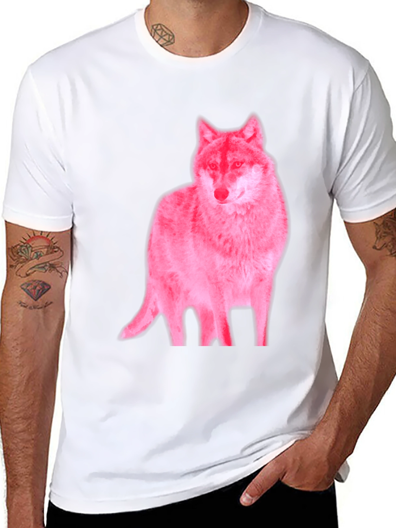 Mens Black Wolf Graphic Tee - Unique Design