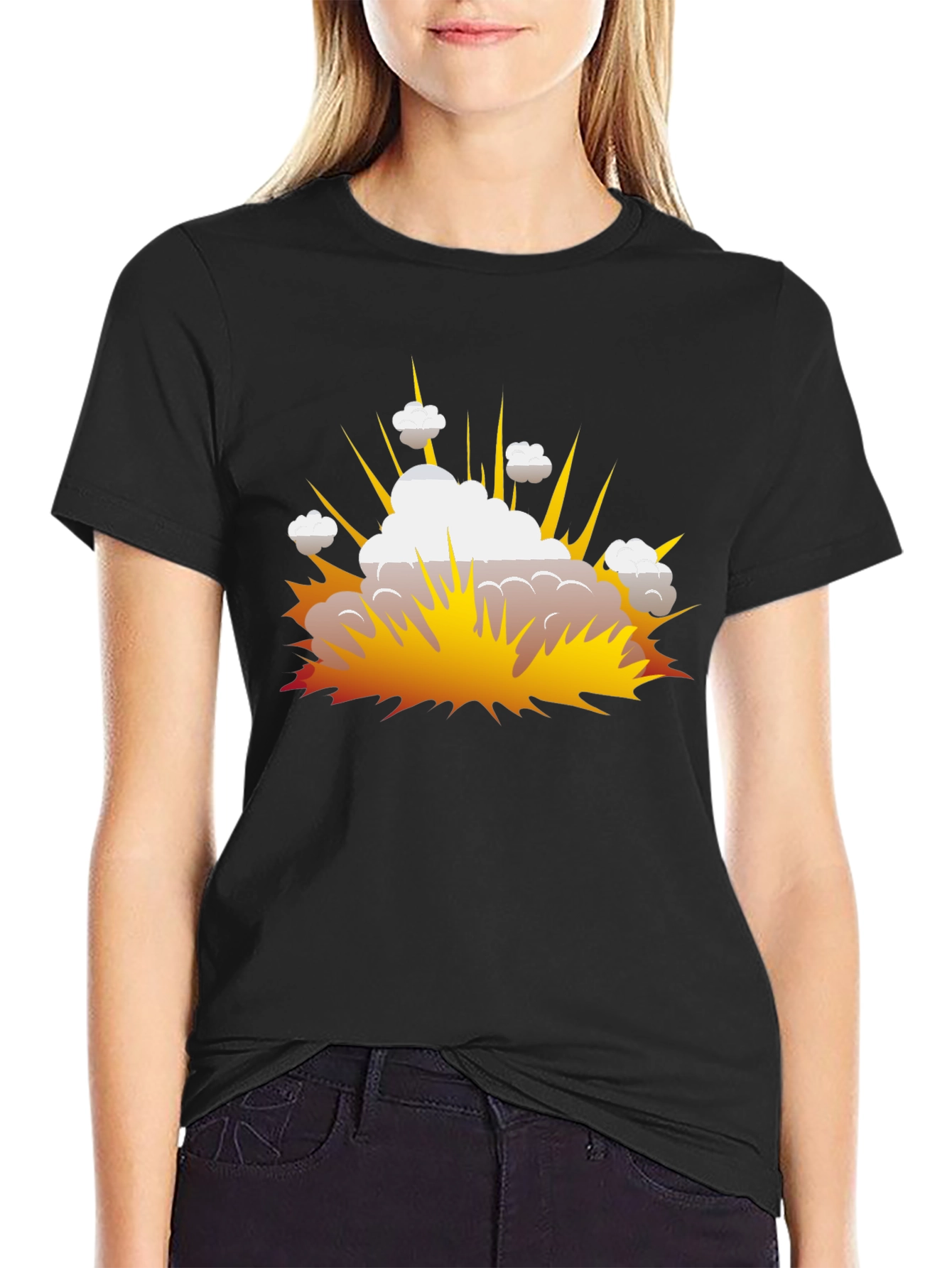 Explosion Graphic Print Black T-Shirt