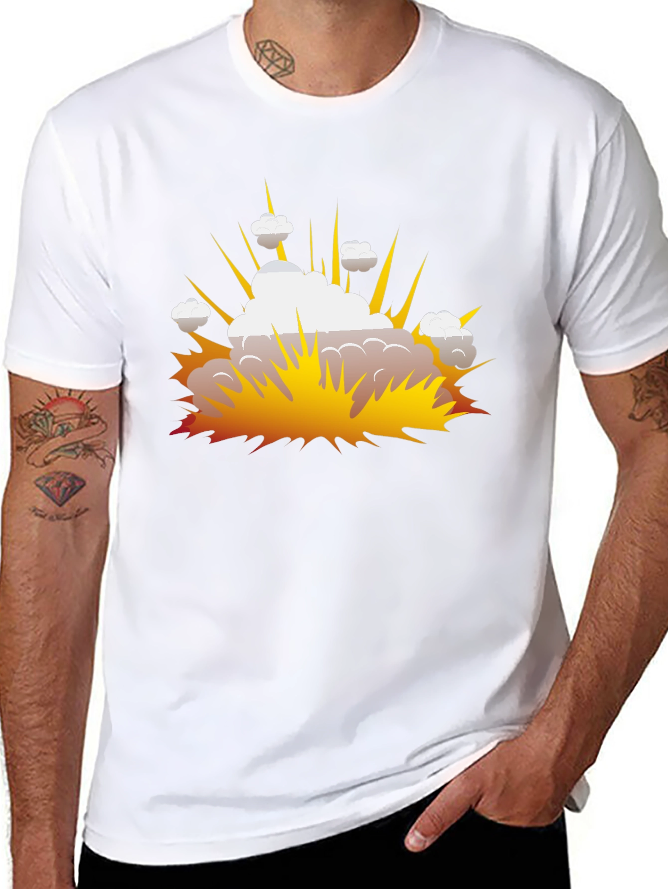 Explosion Graphic Print Black T-Shirt