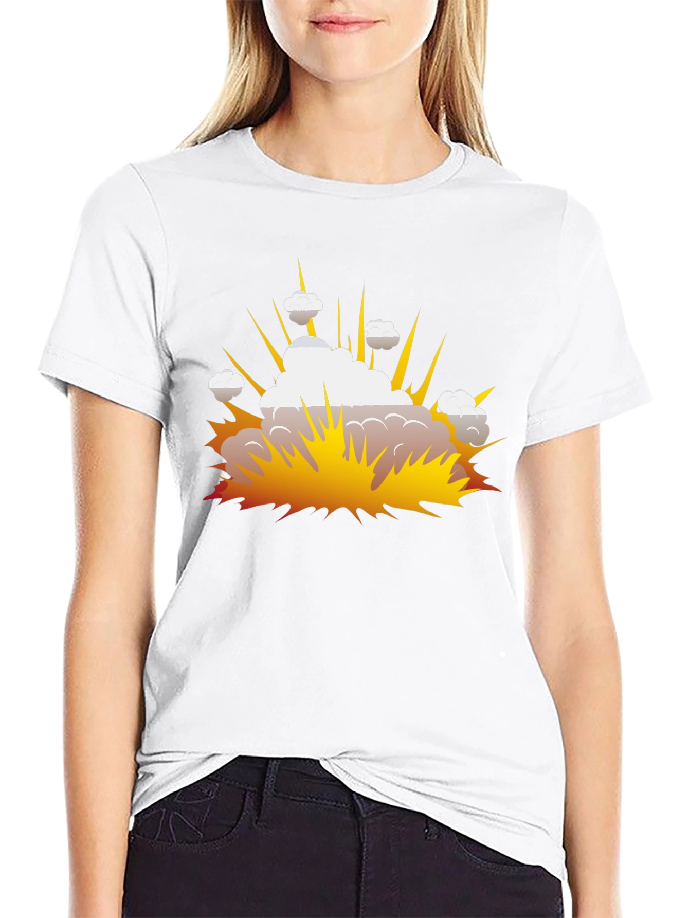 Explosion Graphic Print Black T-Shirt
