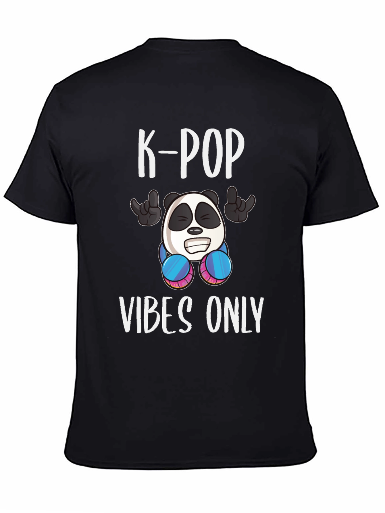 K-Pop Vibes Only Graphic Tee - Panda Design