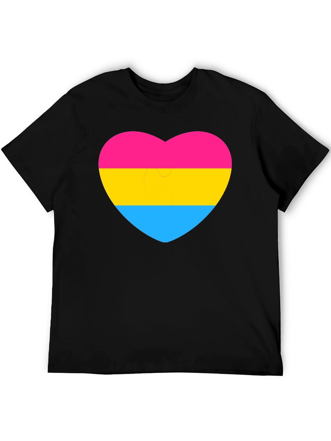 Pansexual Pride Heart Graphic Tee - Black