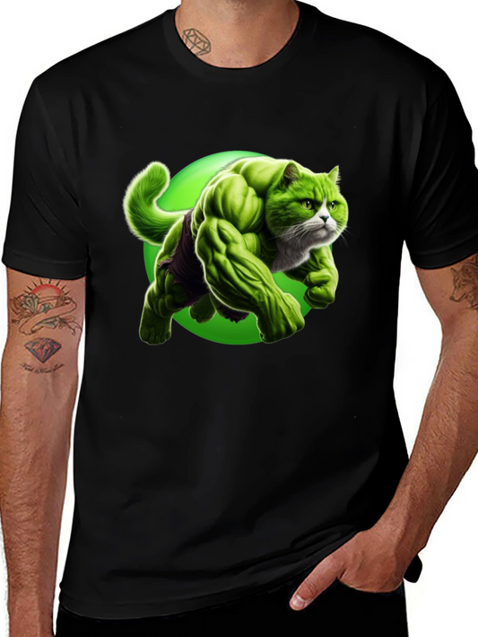 Hulk Cat Graphic T-Shirt - Funny Superhero Tee