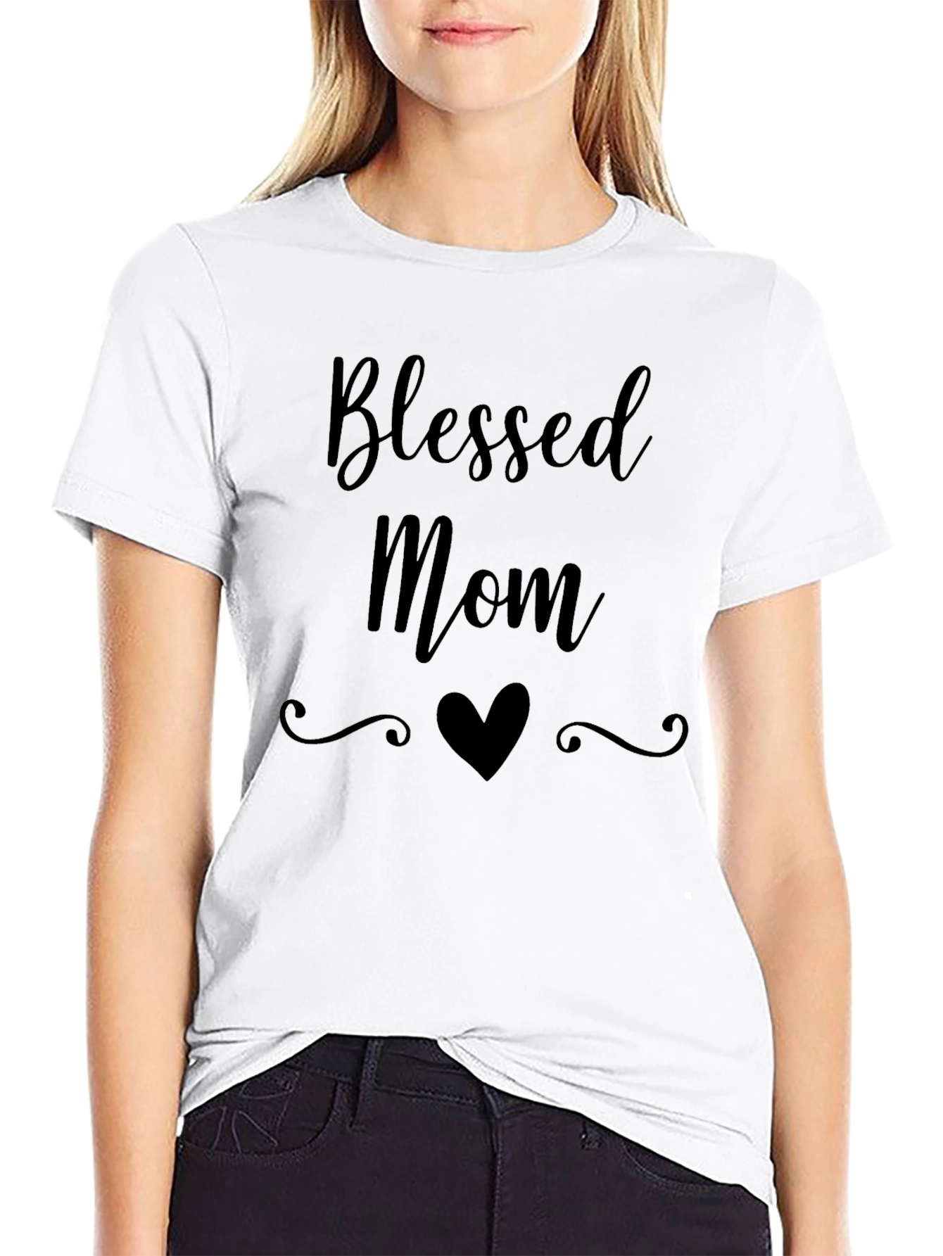 Blessed Mom Graphic Tee - Black Cotton T-Shirt