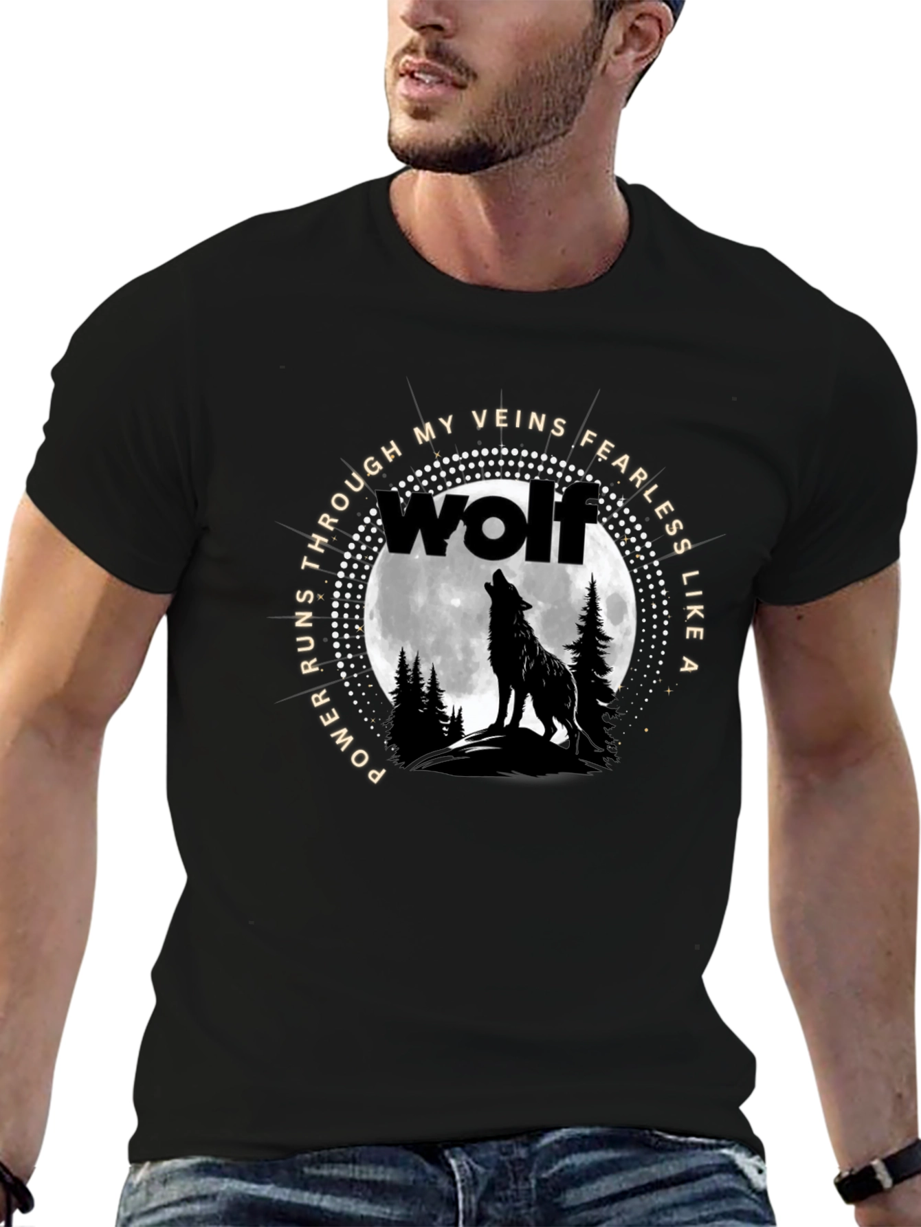 Wolf Howling at Moon Graphic Tee - Fearless Design