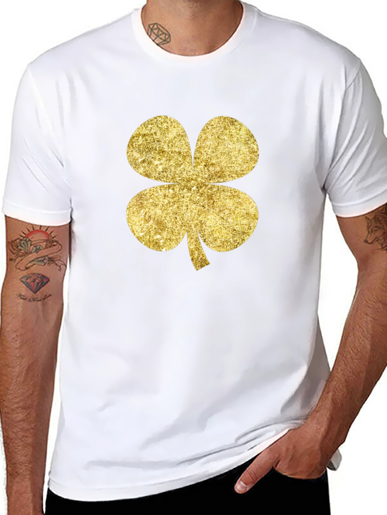 Golden Clover Graphic Black T-Shirt