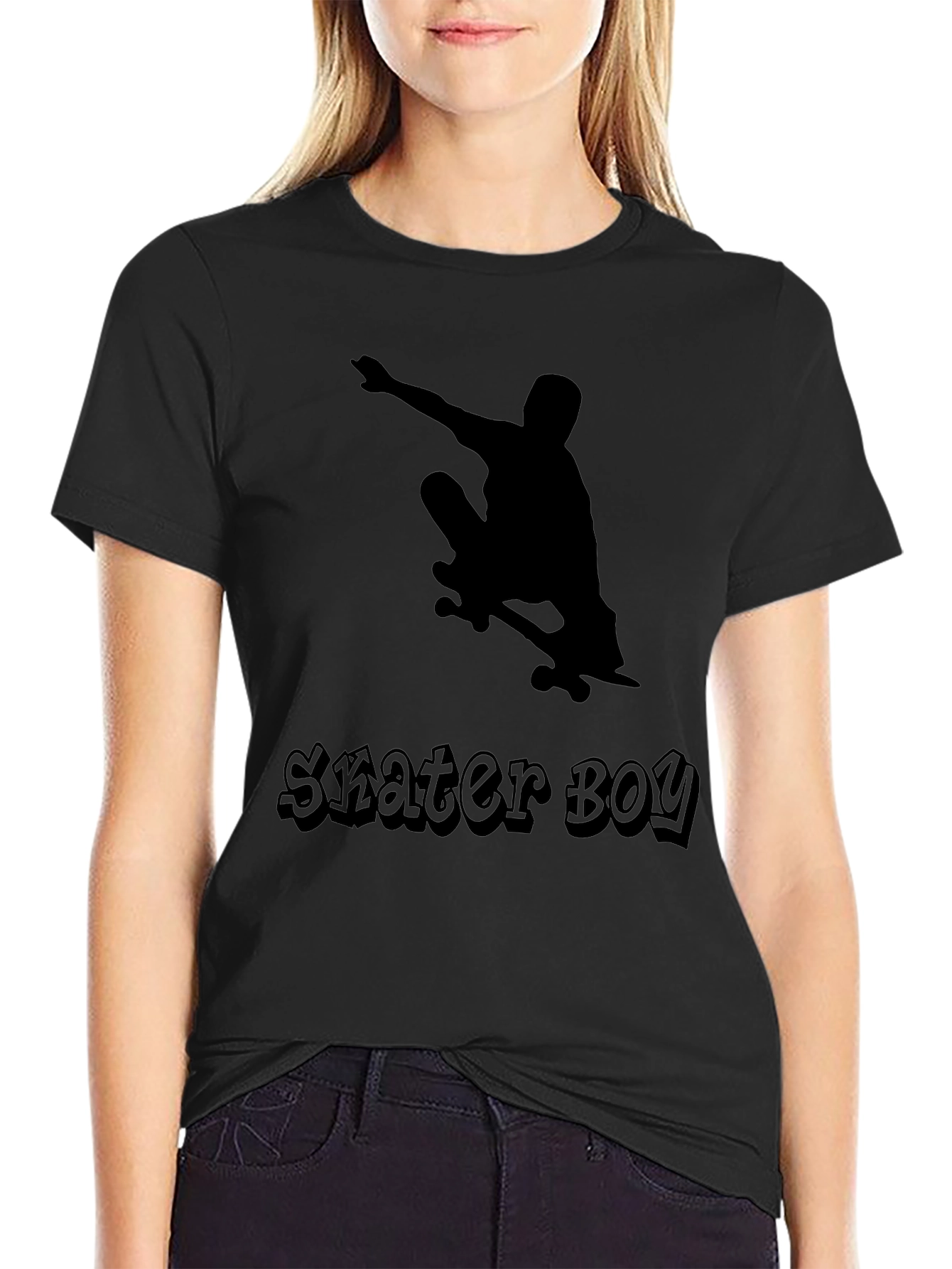 Skater Boy Graphic Tee - Cool Black T-Shirt