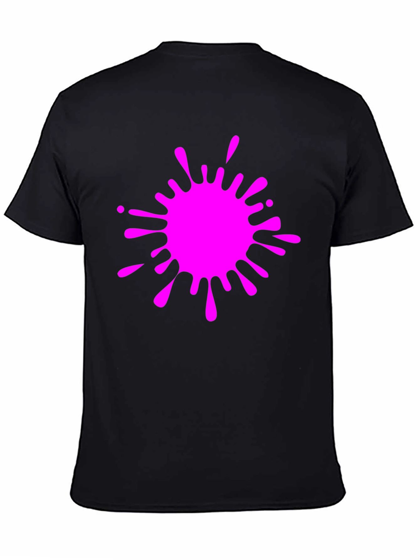Black Tee with Vivid Pink Splatter Graphic