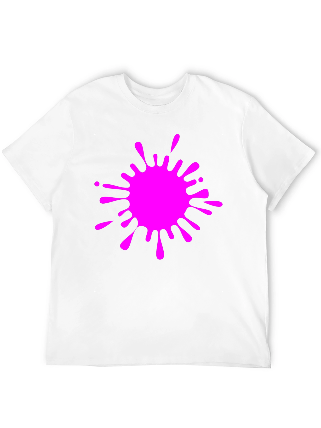 Black Tee with Vivid Pink Splatter Graphic