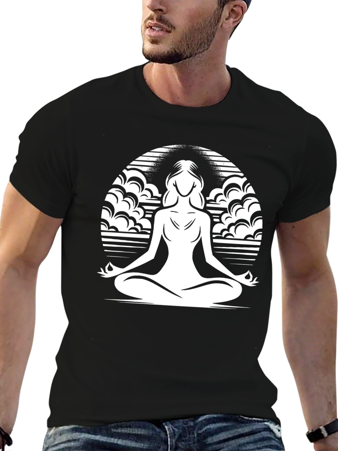 Zen Meditation Graphic T-Shirt - Relaxed Fit