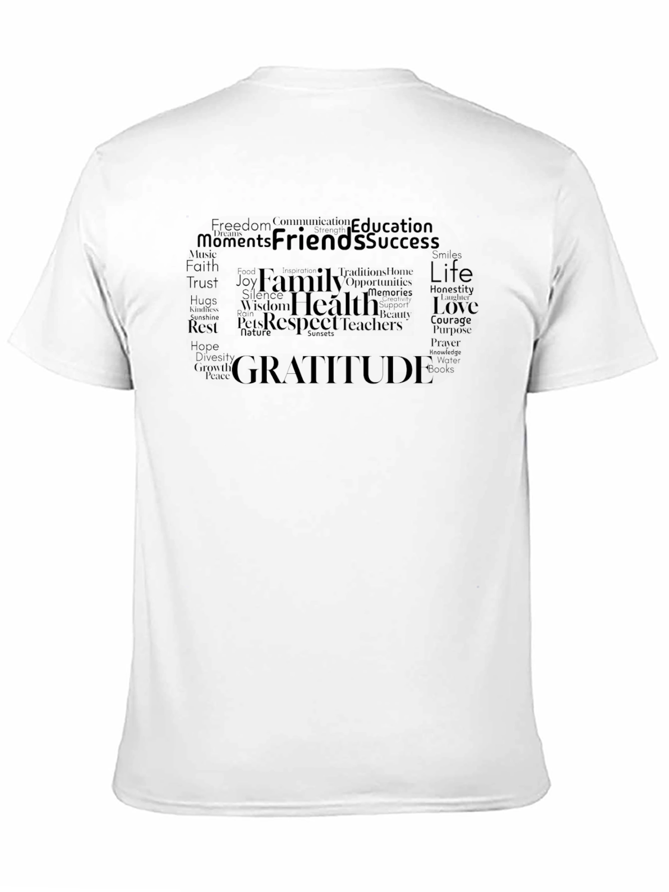 Gratitude Word Cloud Black T-Shirt