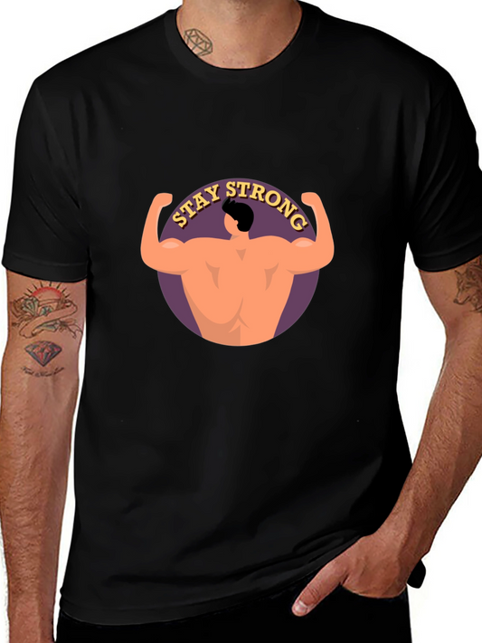 Stay Strong Graphic Print Black T-Shirt