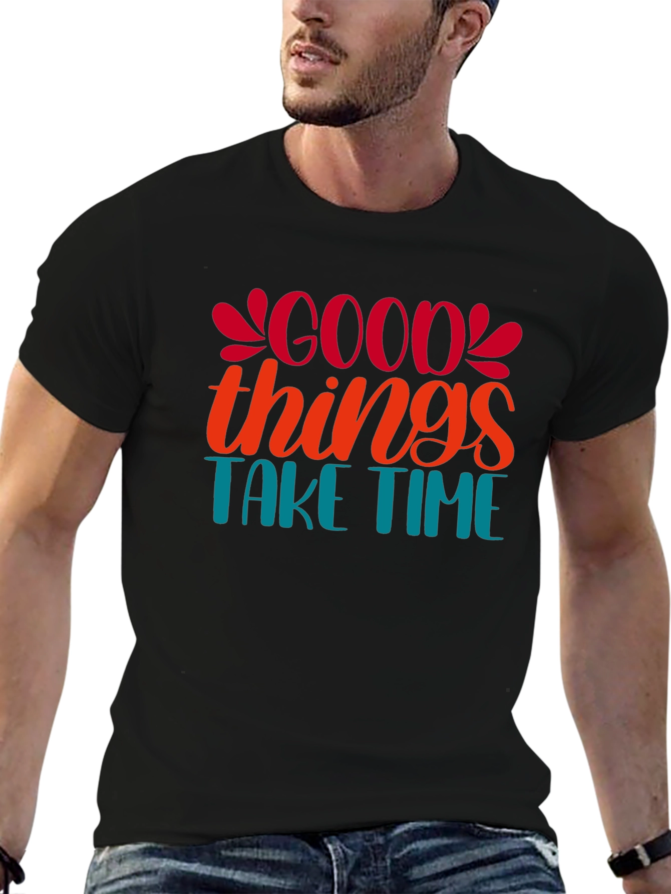 Good Things Take Time Black Graphic Tee