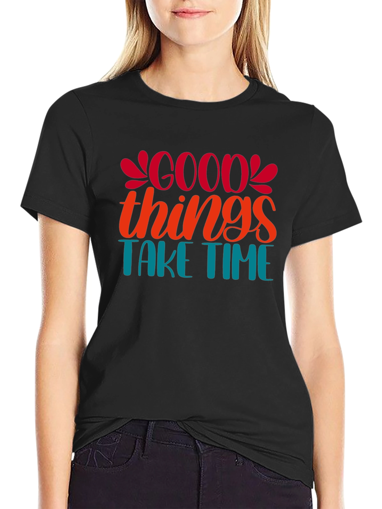Good Things Take Time Black Graphic Tee