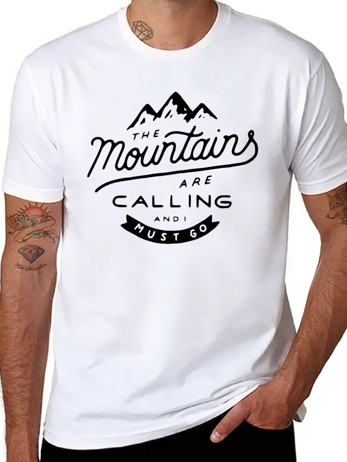 Mountains are Calling Black Graphic Tee