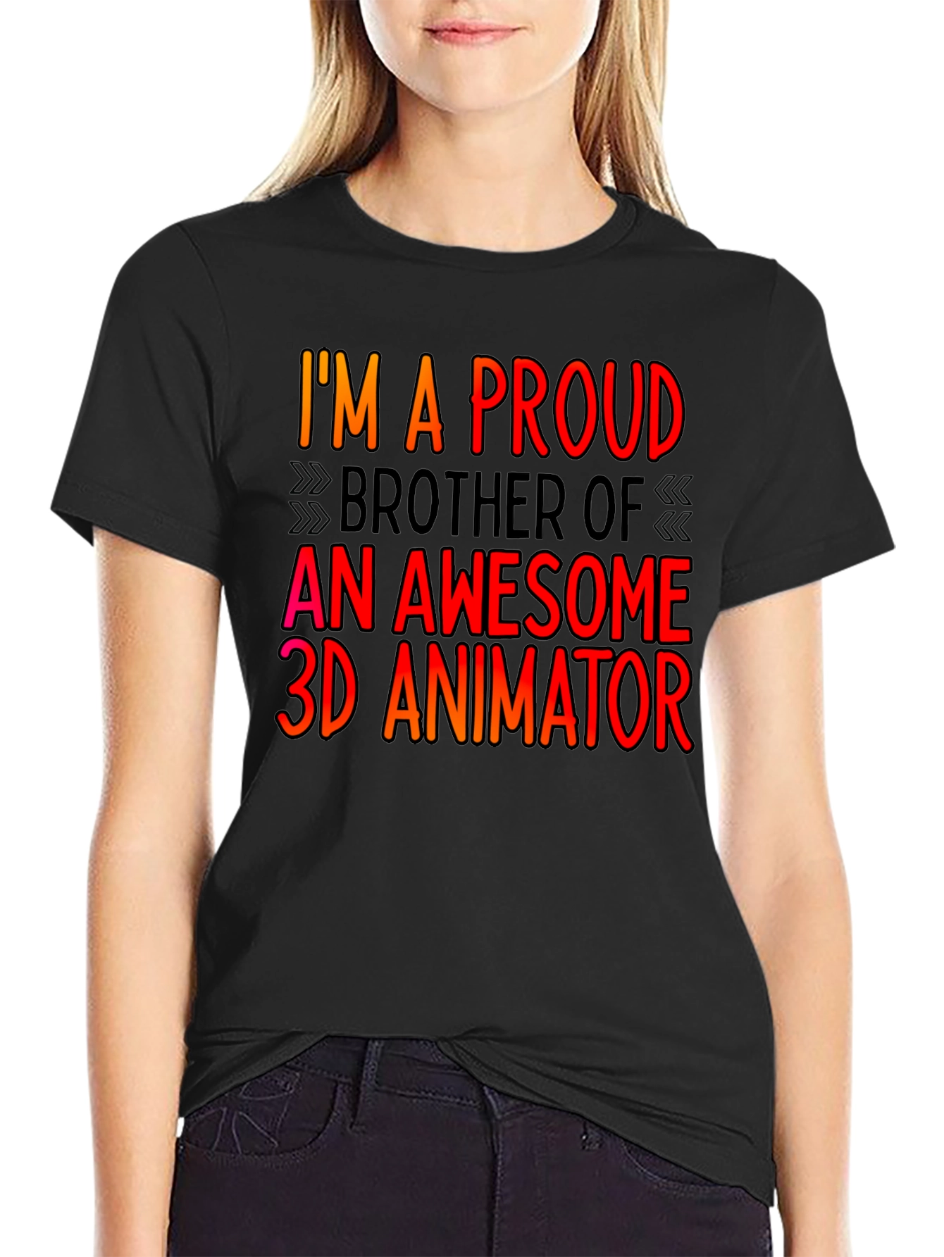 Proud Brother of 3D Animator Black T-Shirt