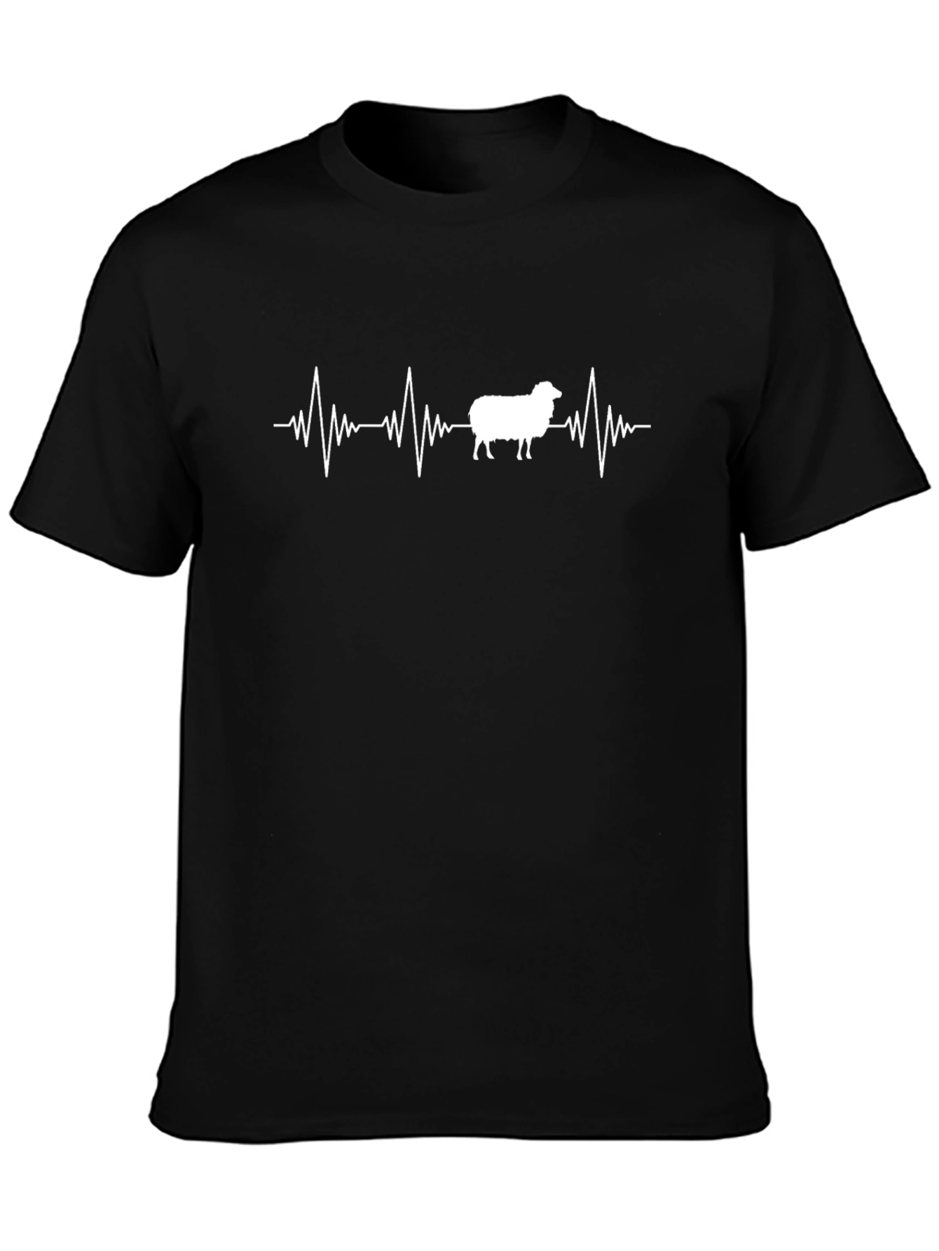 Sheep Heartbeat T-Shirt - Black Cotton Tee