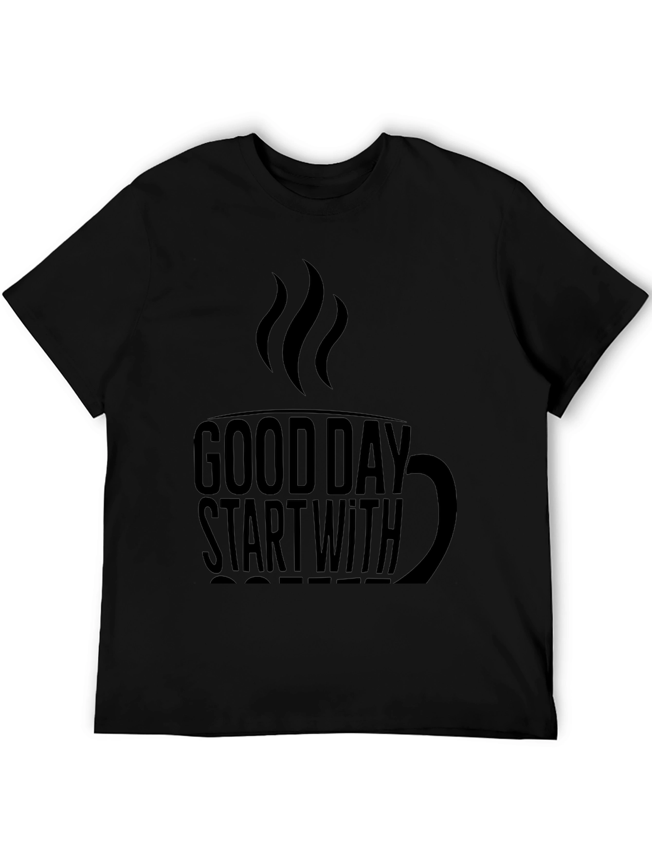 Good Day Start With Coffee Black Tee Shirt