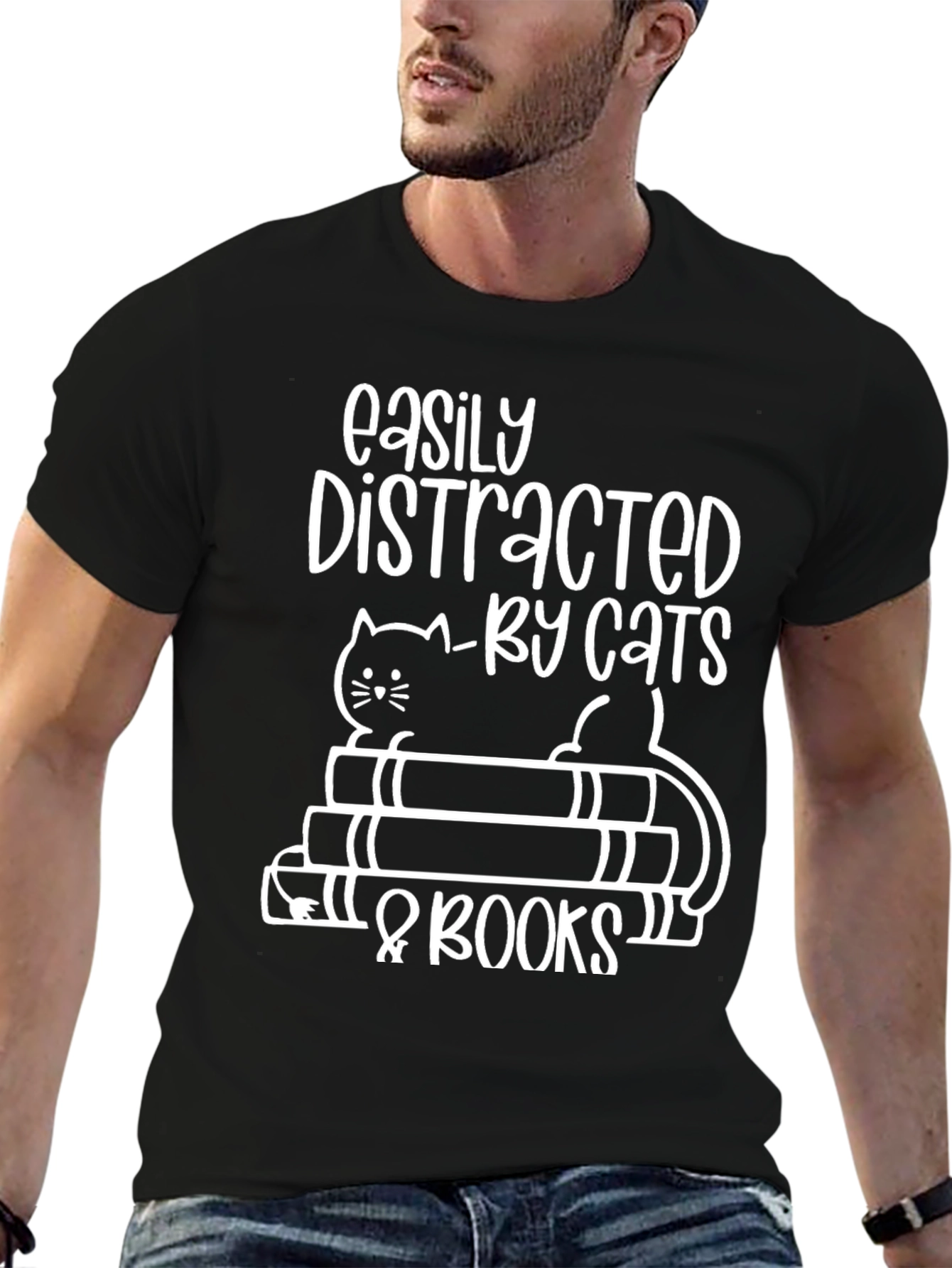 Easily Distracted by Cats & Books T-Shirt