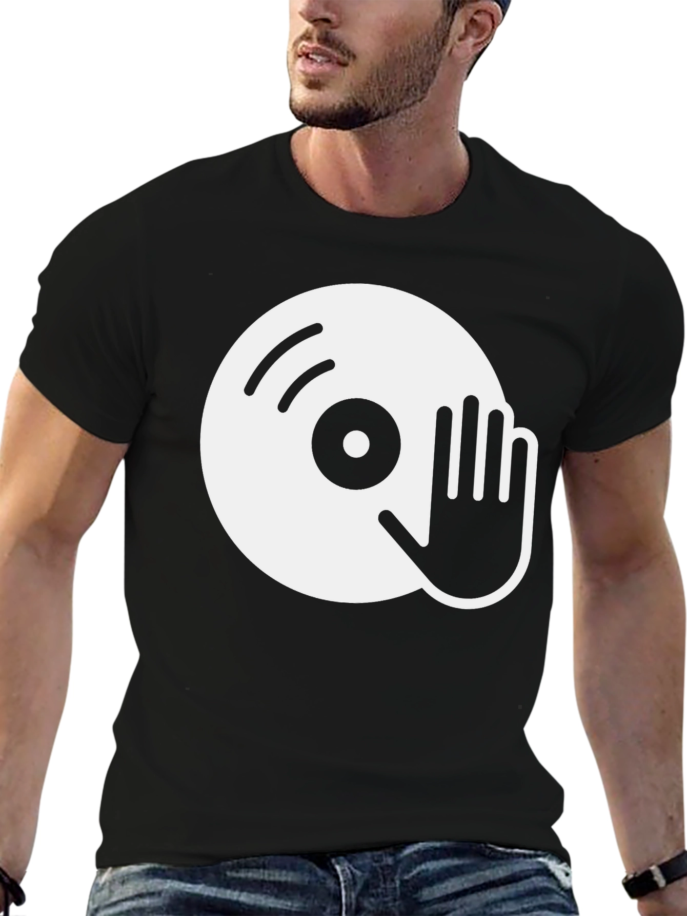 DJ Turntable Graphic Tee - Black Cotton