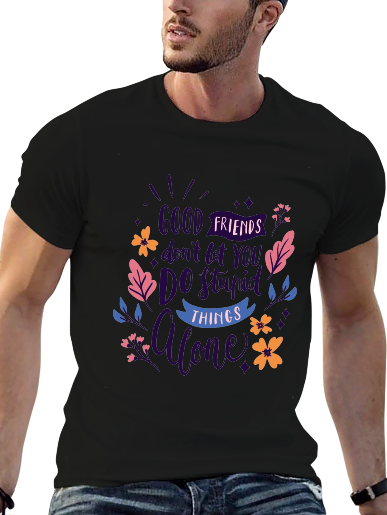 Good Friends Black Graphic Tee