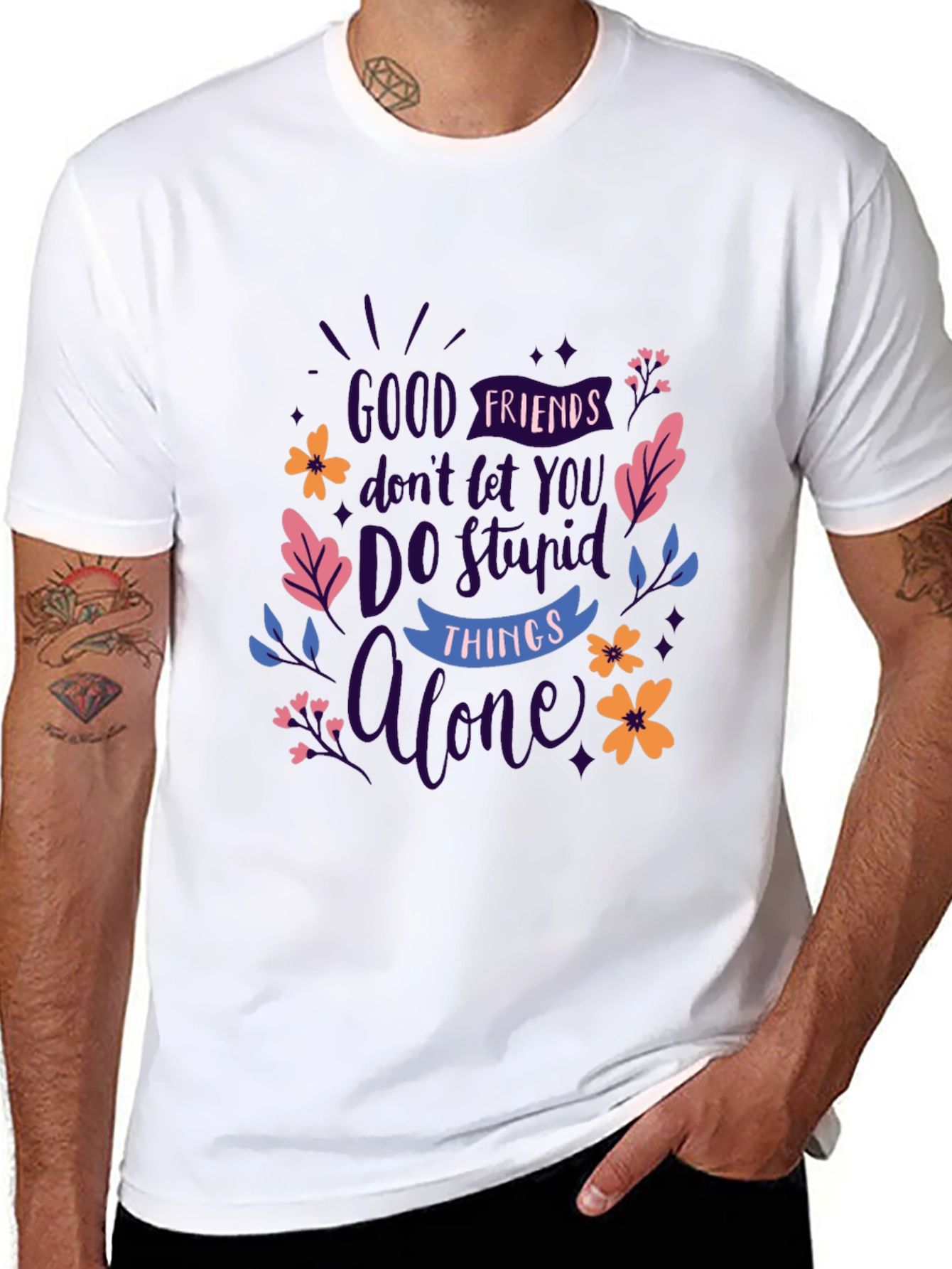 Good Friends Black Graphic Tee