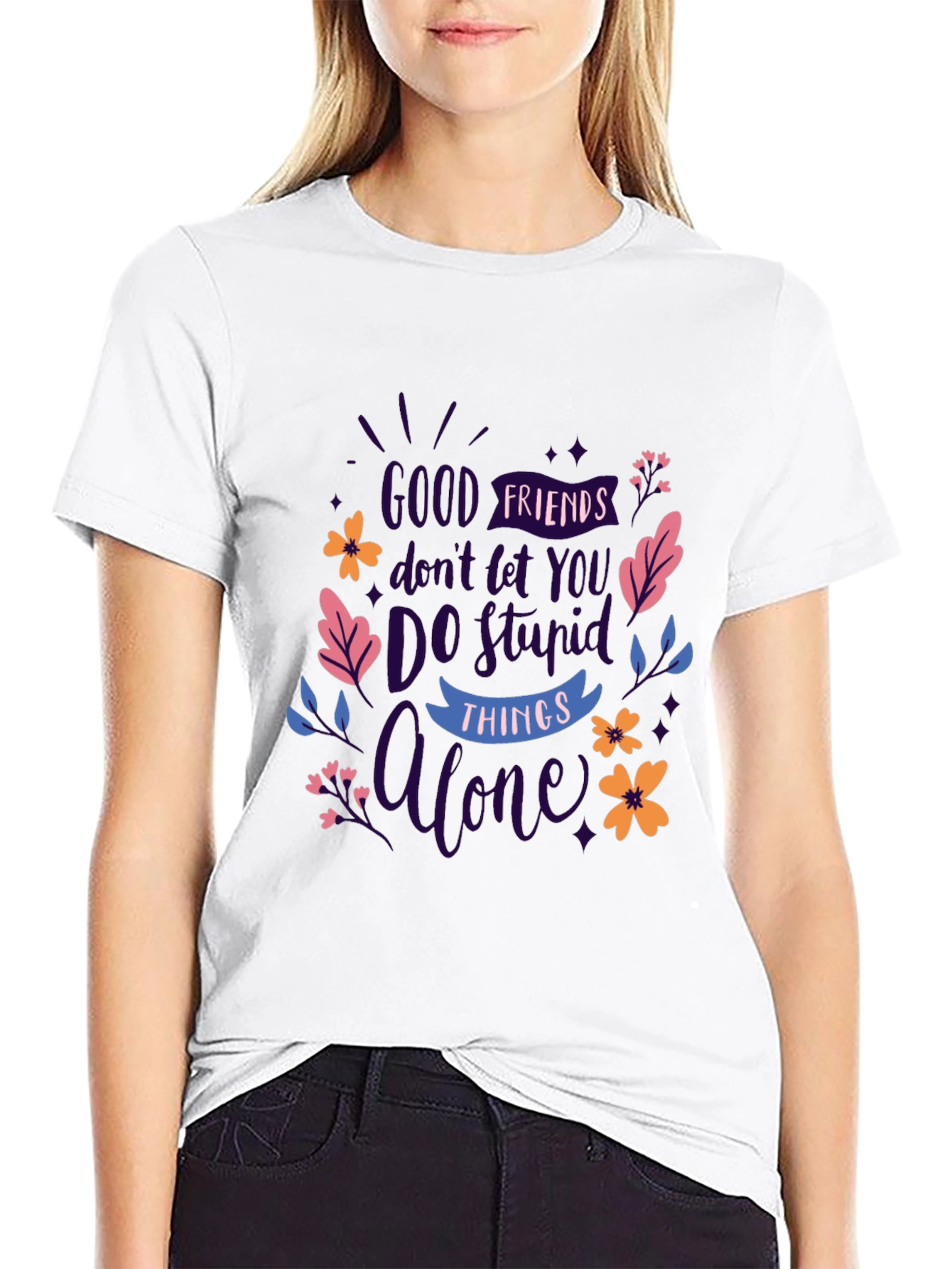 Good Friends Black Graphic Tee