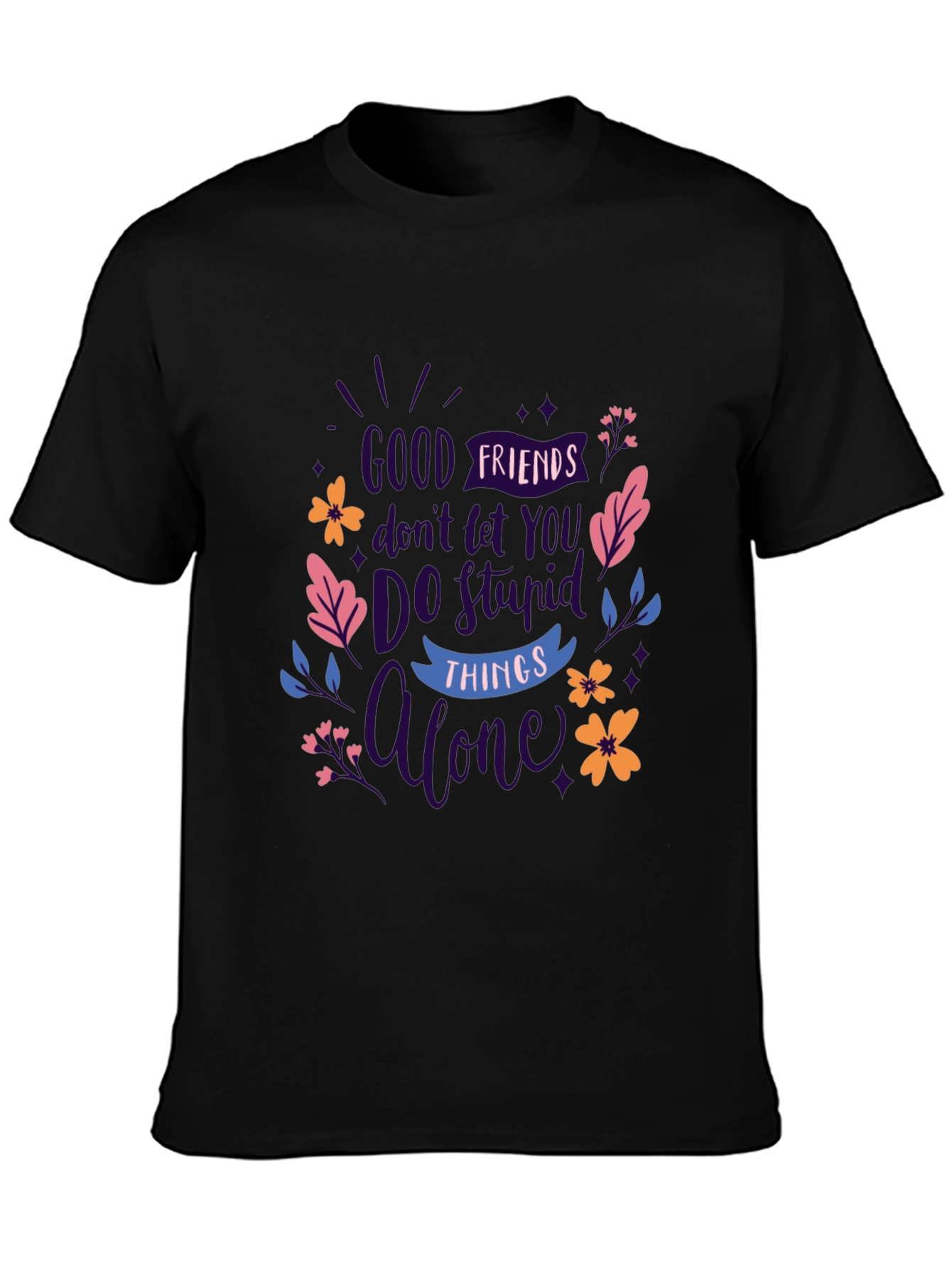 Good Friends Black Graphic Tee