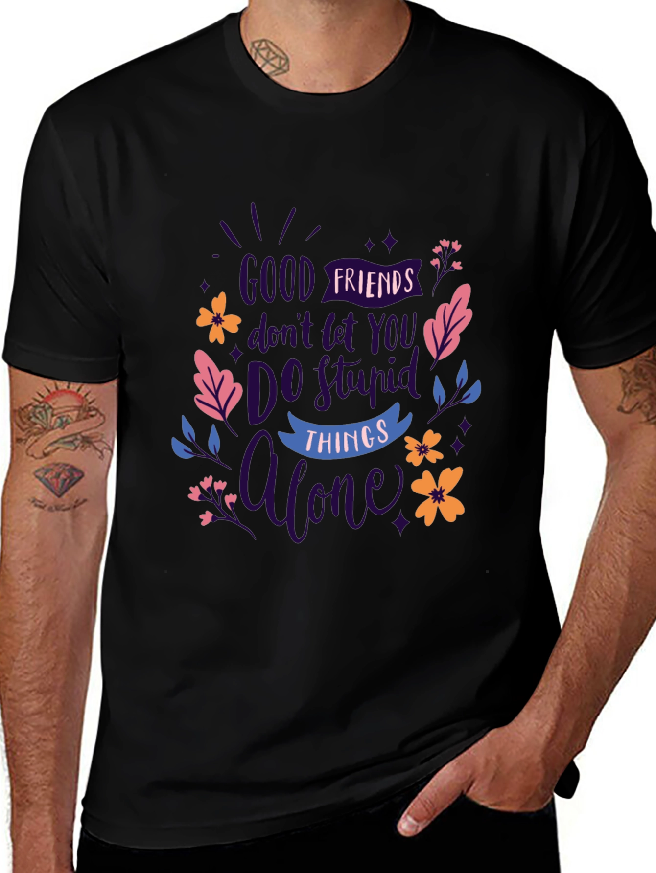 Good Friends Black Graphic Tee
