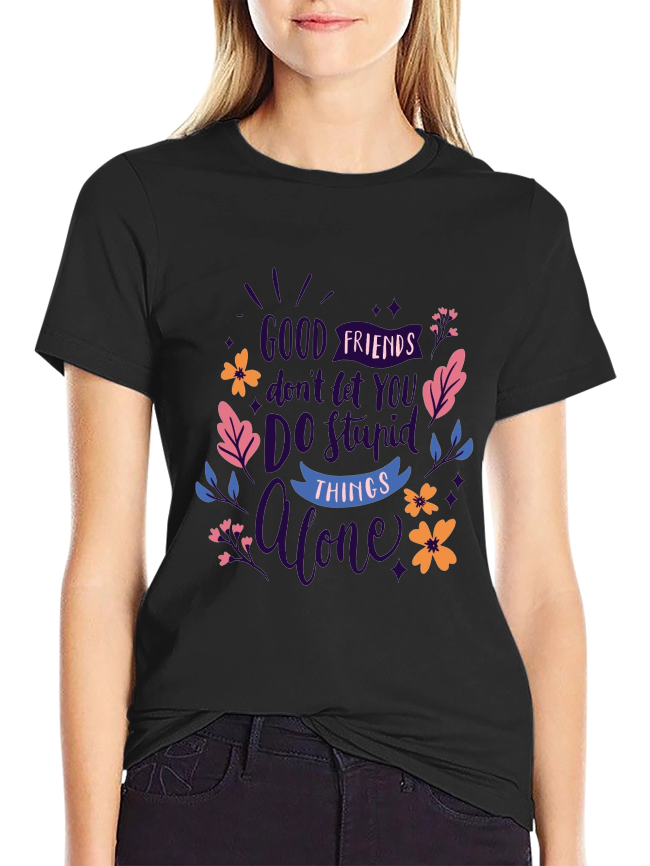 Good Friends Black Graphic Tee