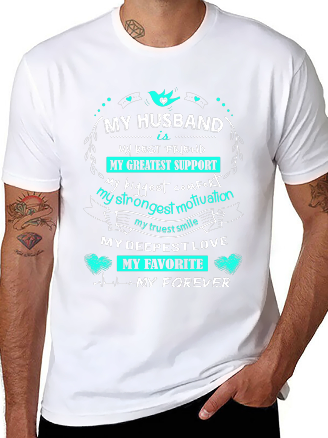 My Husband Is... Graphic Print Black T-Shirt