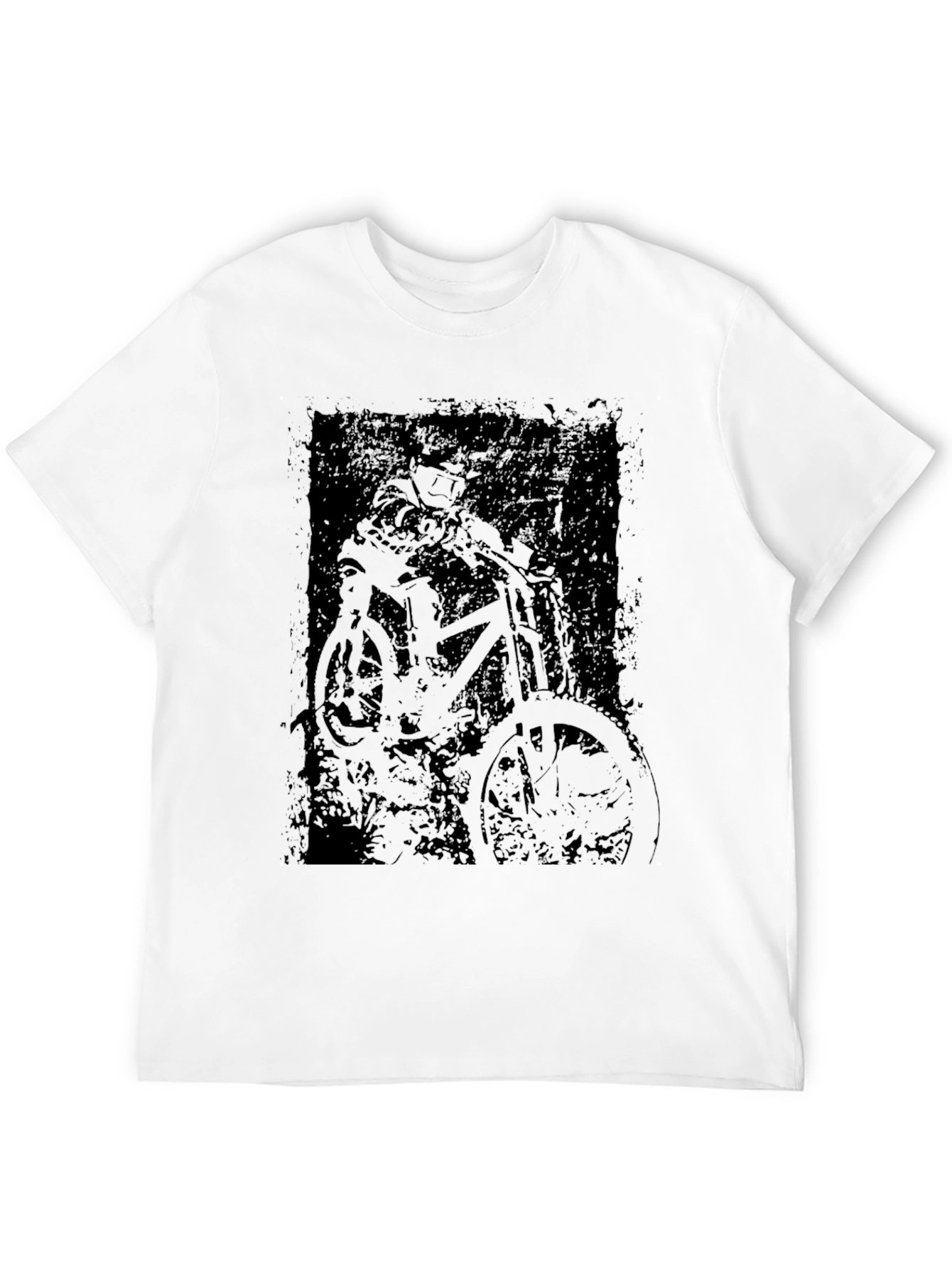 Mens Black Graphic Tee - Biker Design