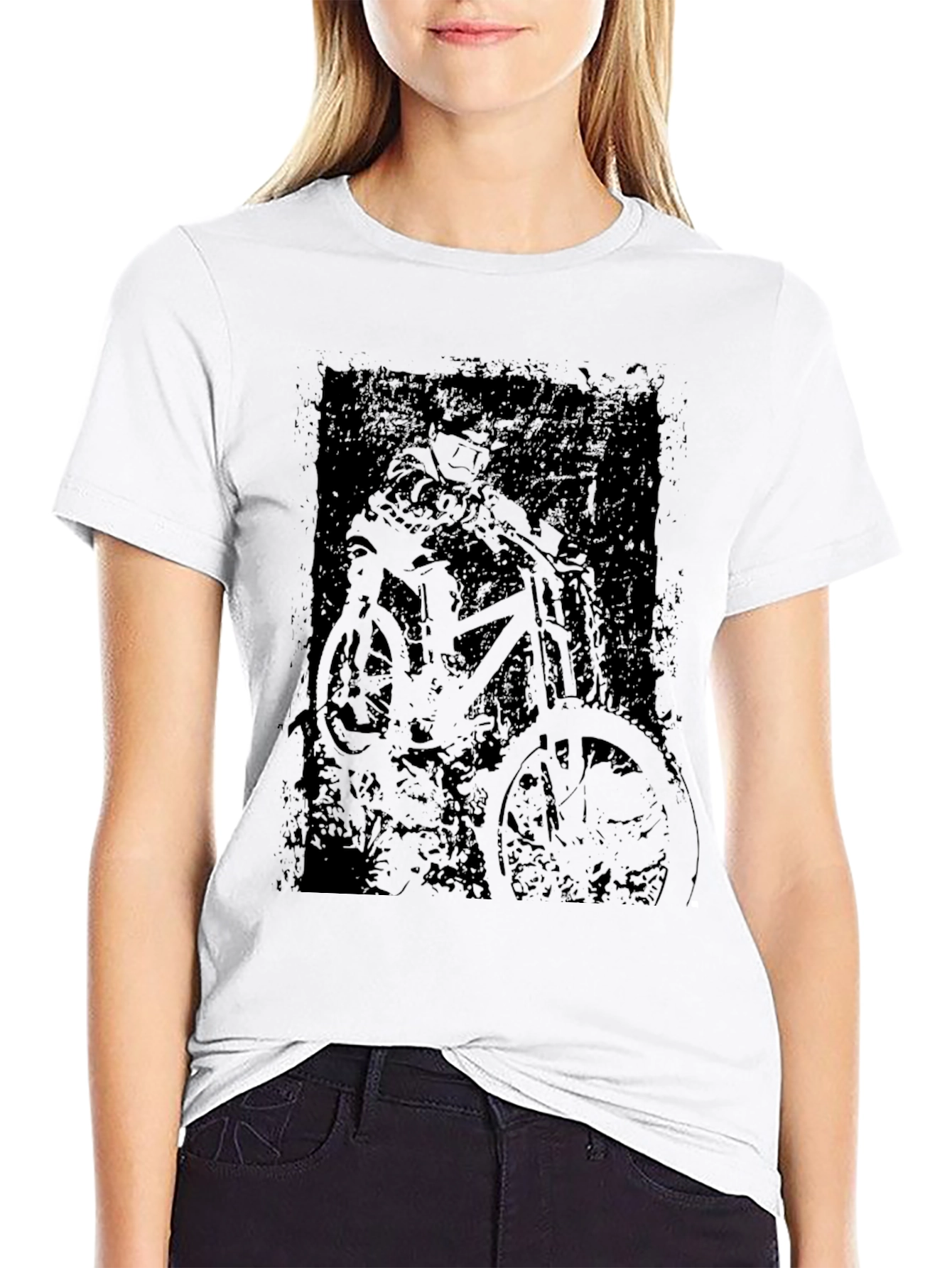 Mens Black Graphic Tee - Biker Design