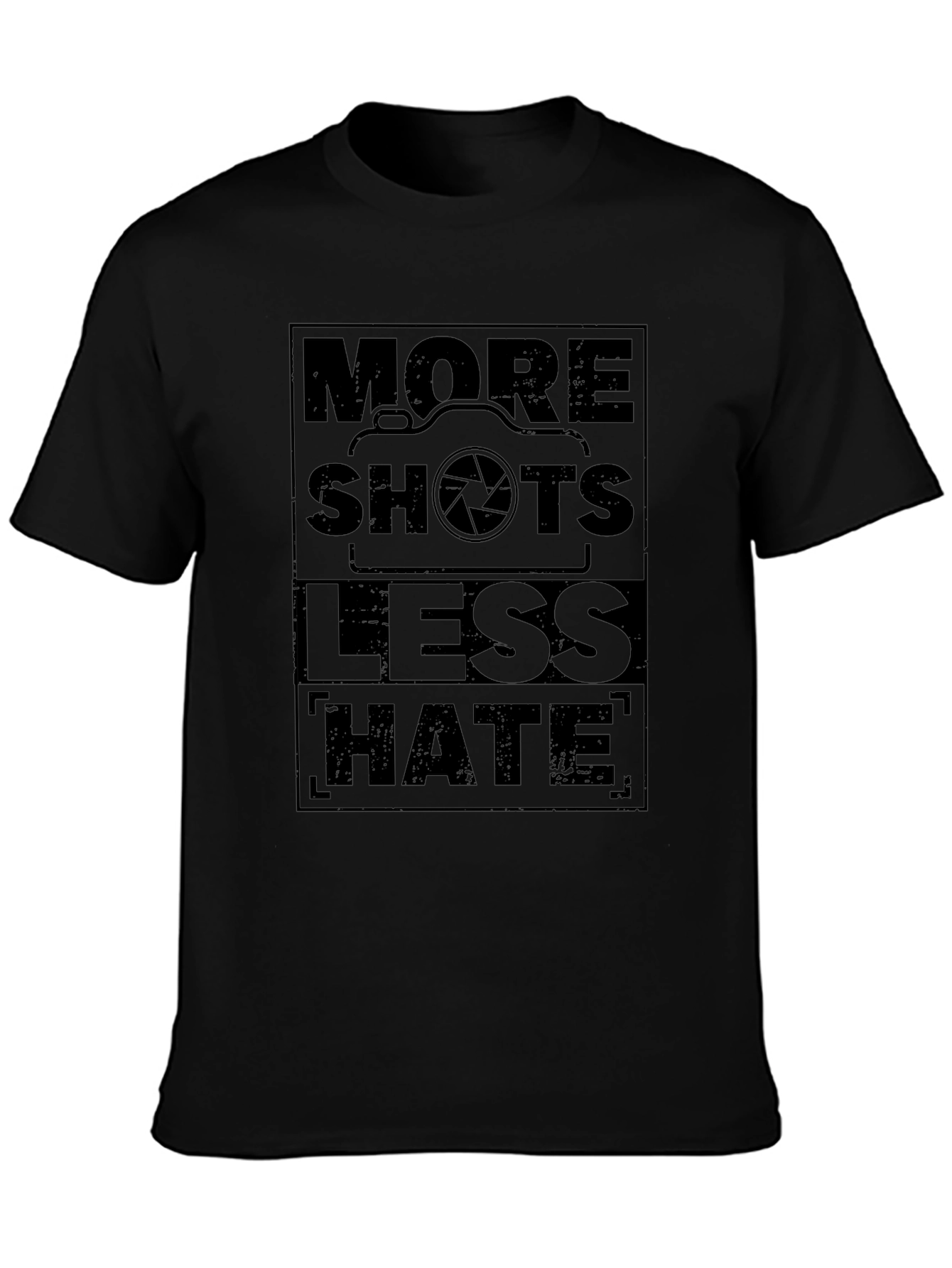 More Shots Less Hate Black Graphic T-Shirt