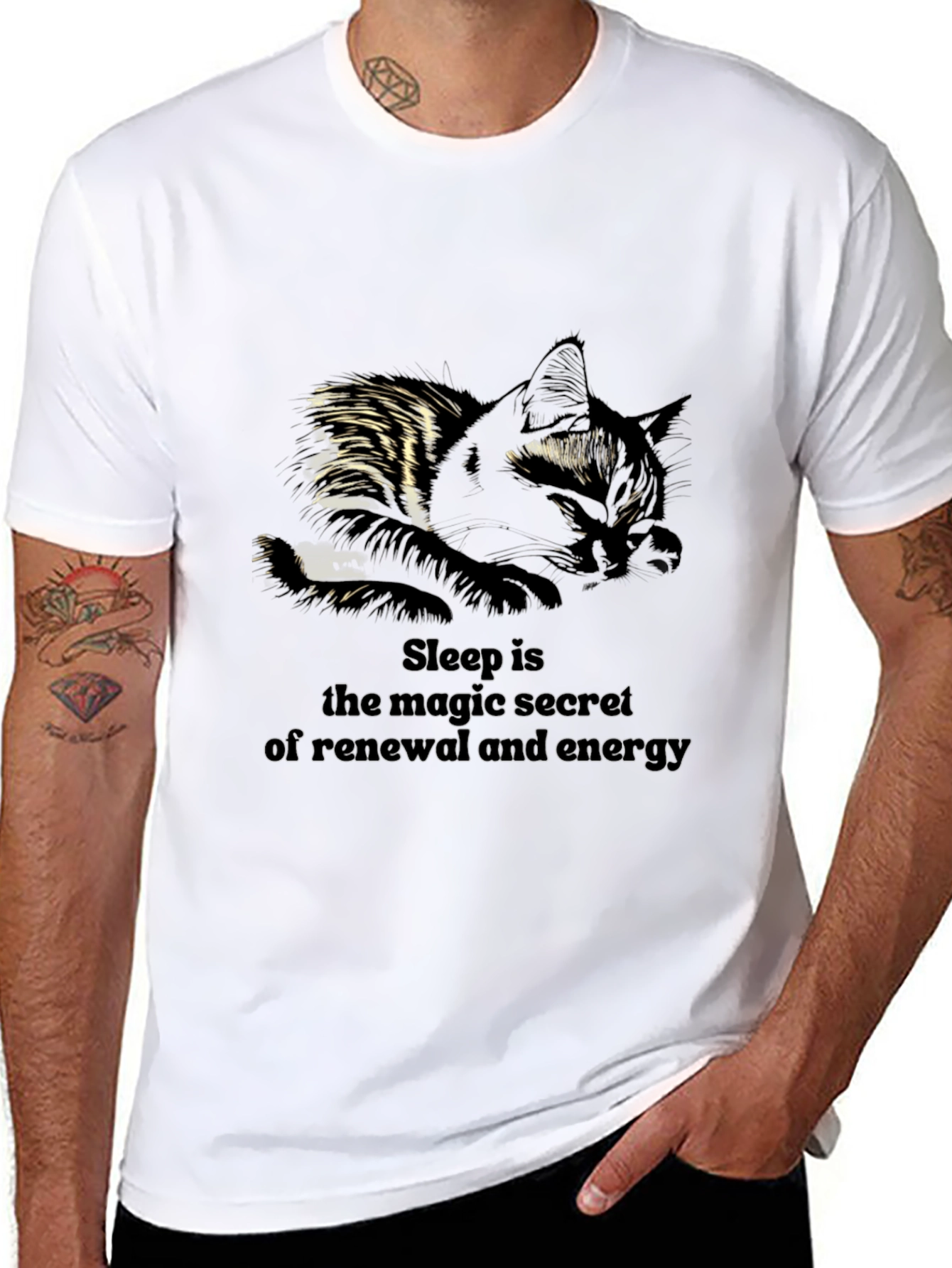 Sleepy Cat T-Shirt - Magic of Renewal & Energy