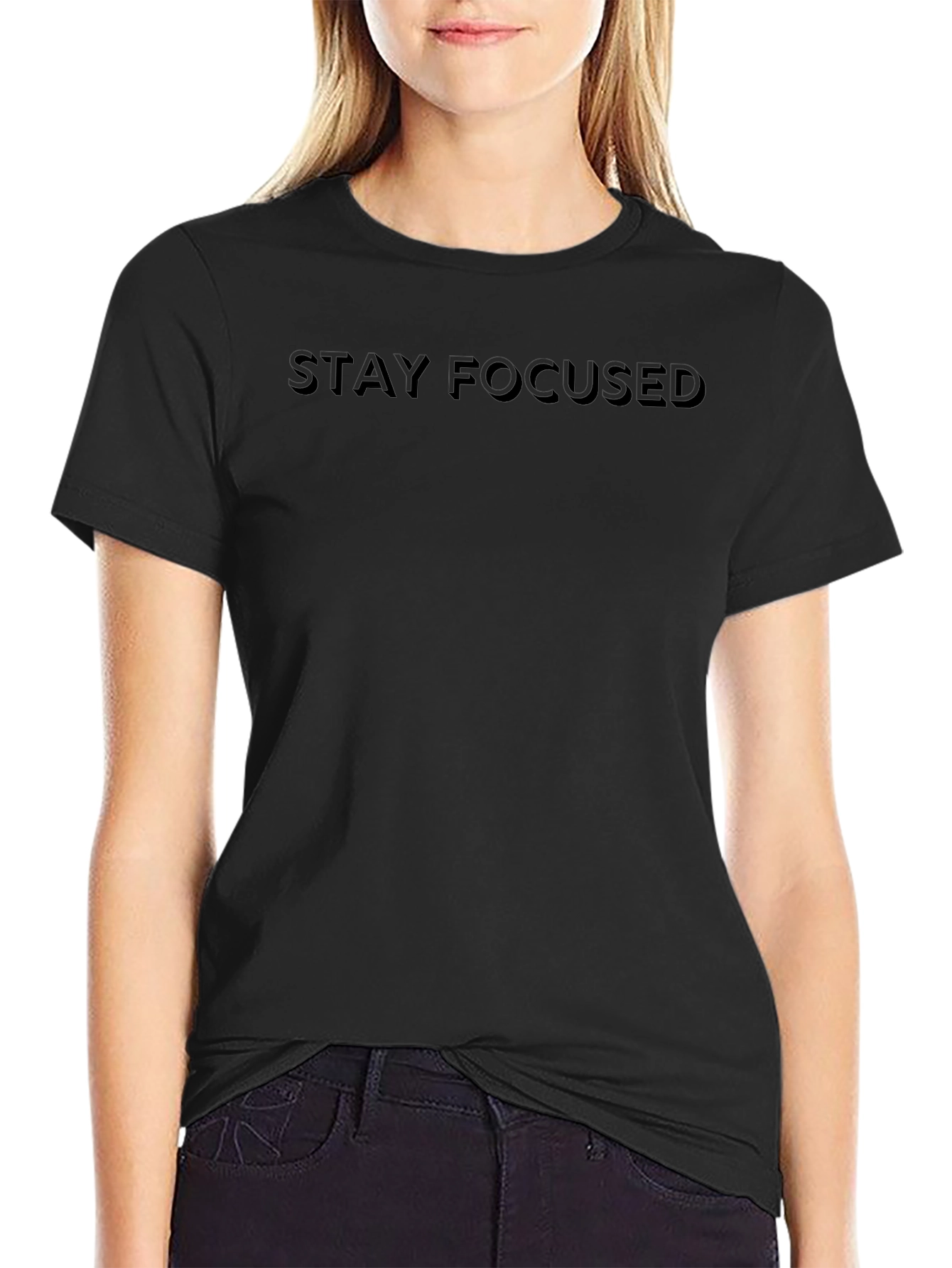Stay Focused Black T-Shirt - Motivational Design