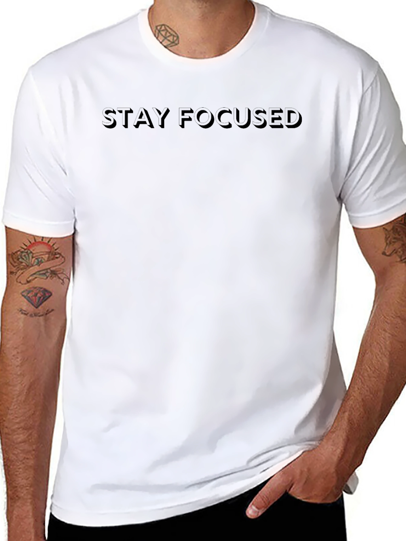 Stay Focused Black T-Shirt - Motivational Design
