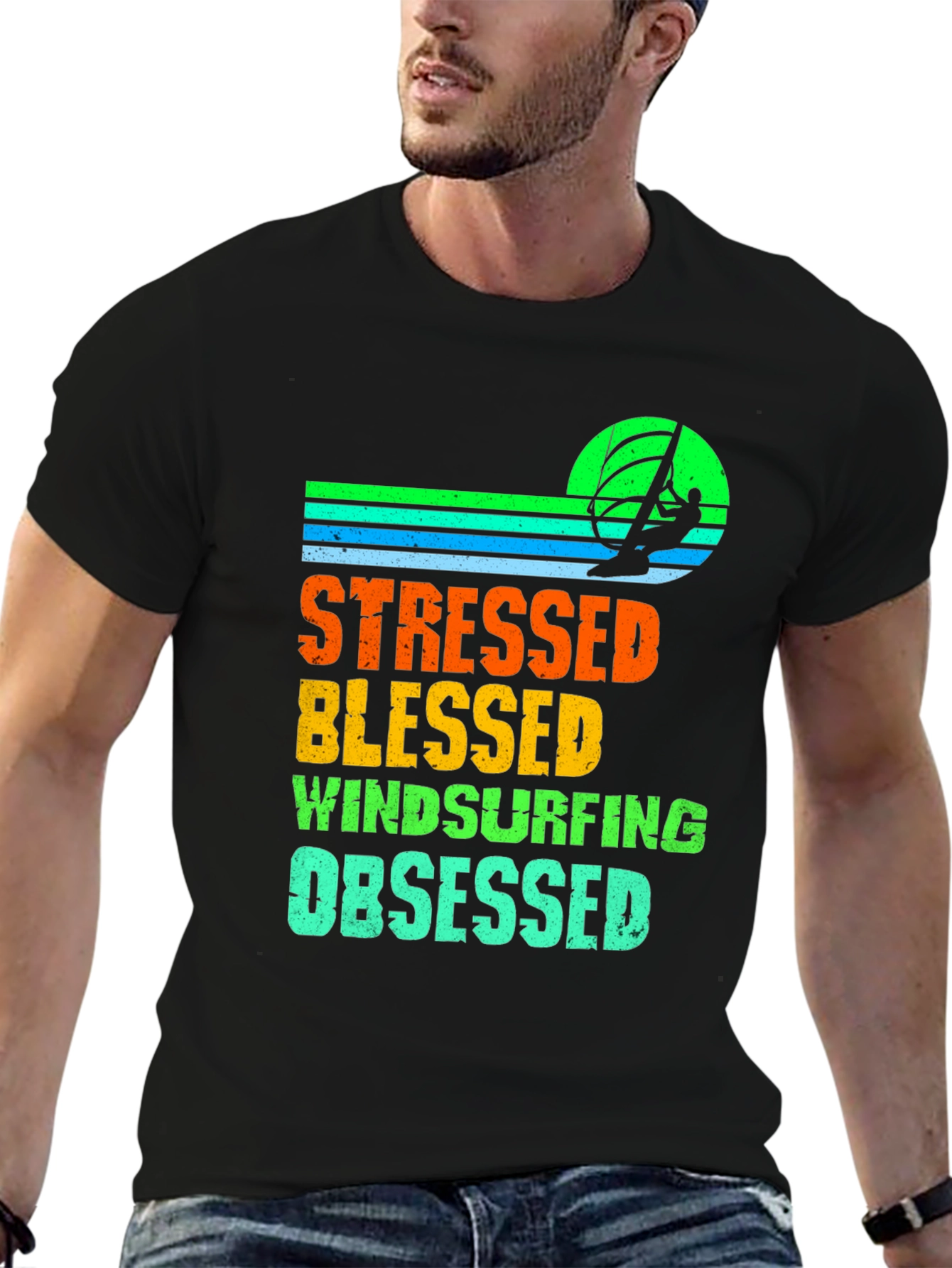 Stressed Blessed Windsurfing Obsessed T-Shirt