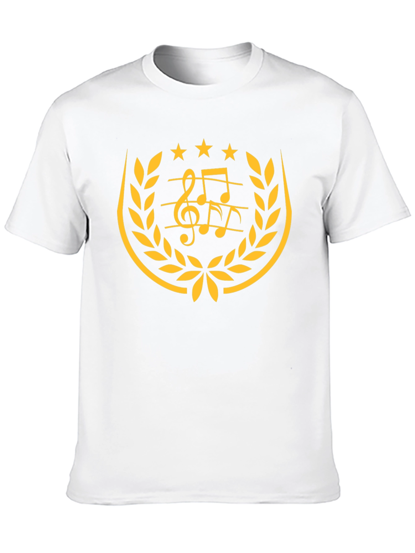 Music Note Laurel Wreath Graphic Black T-Shirt