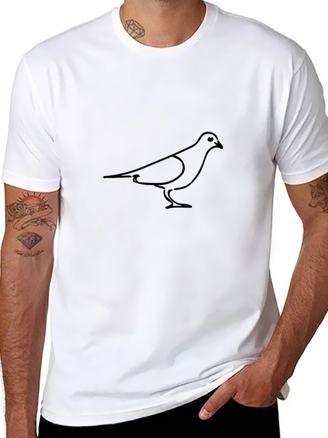Pigeon Graphic Tee - Black Casual Style
