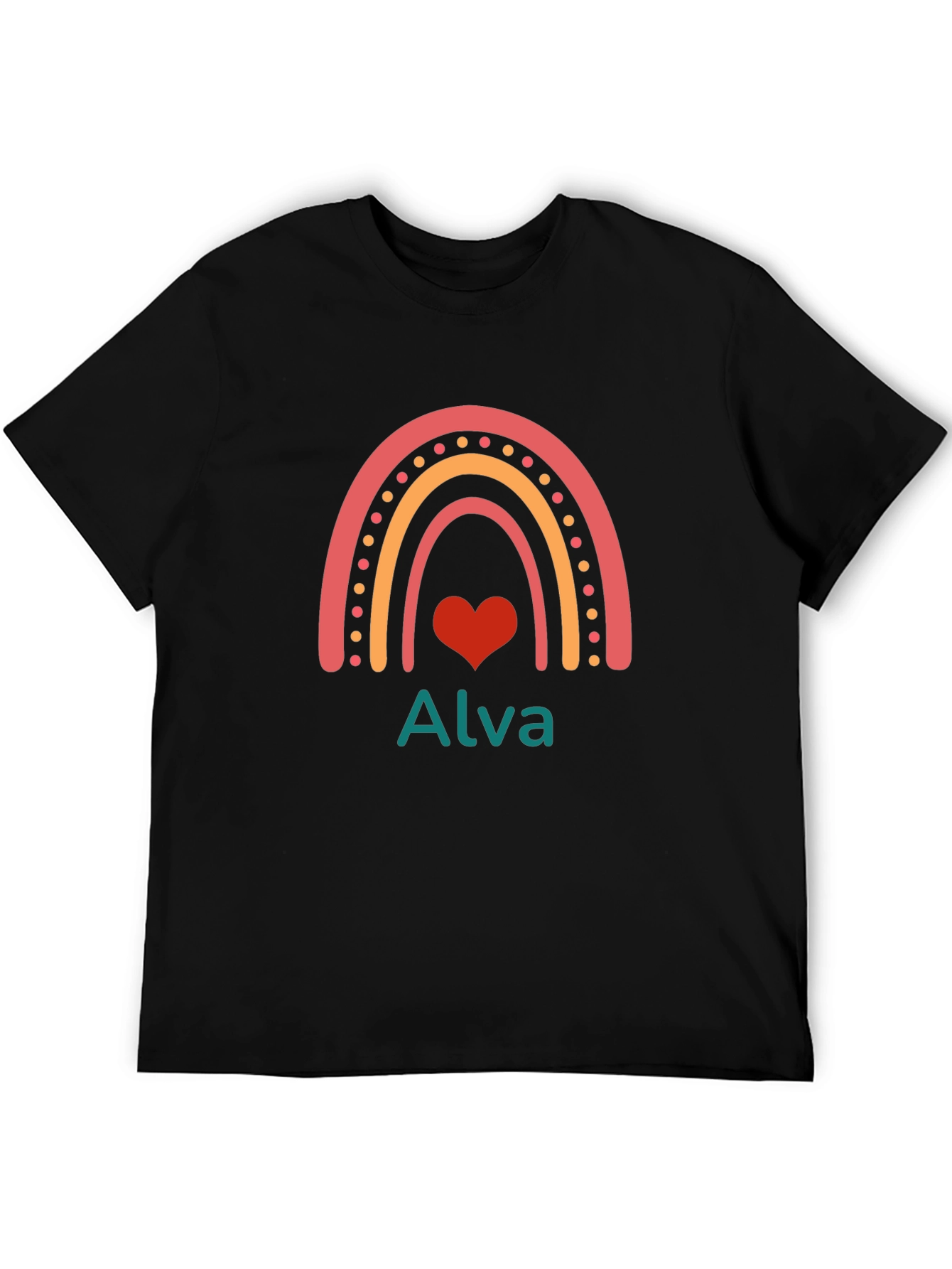Rainbow Heart Alva T-Shirt - Custom Name Tee