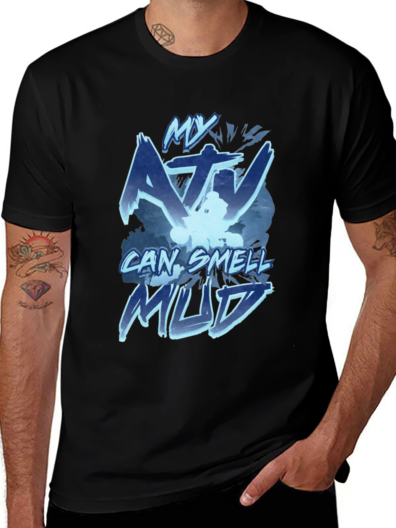 My ATV Can Smell Mud Black T-Shirt