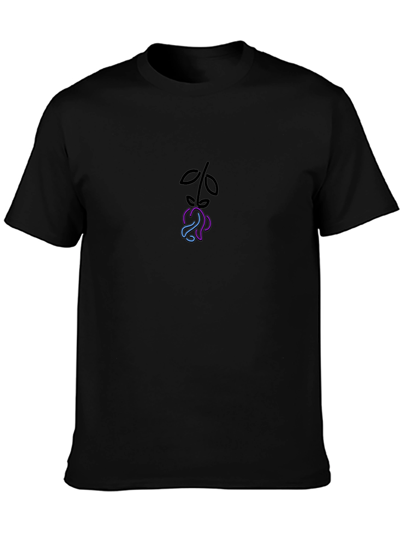 Mens Black T-Shirt with Rose Design