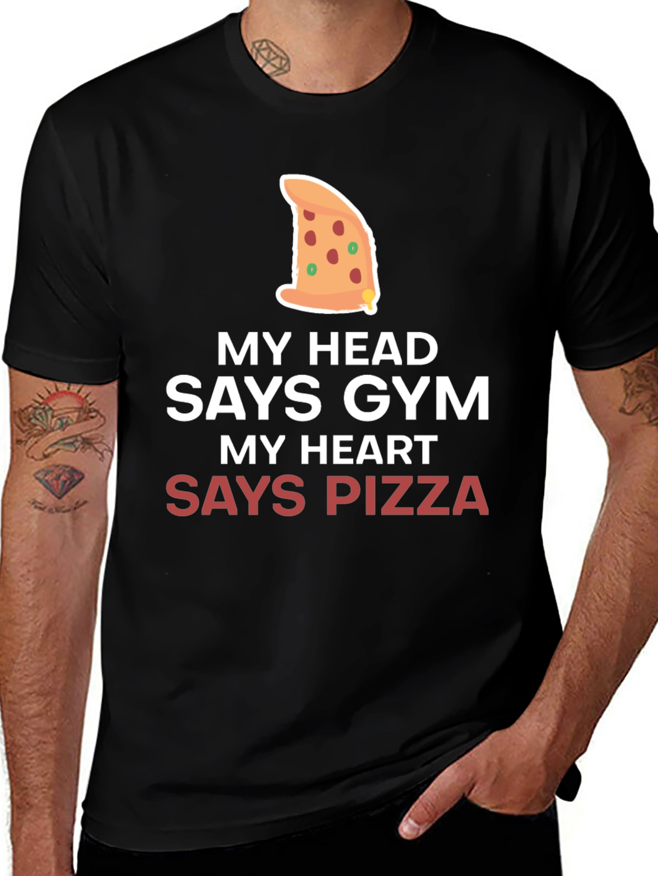 Pizza Gym Funny Black T-Shirt