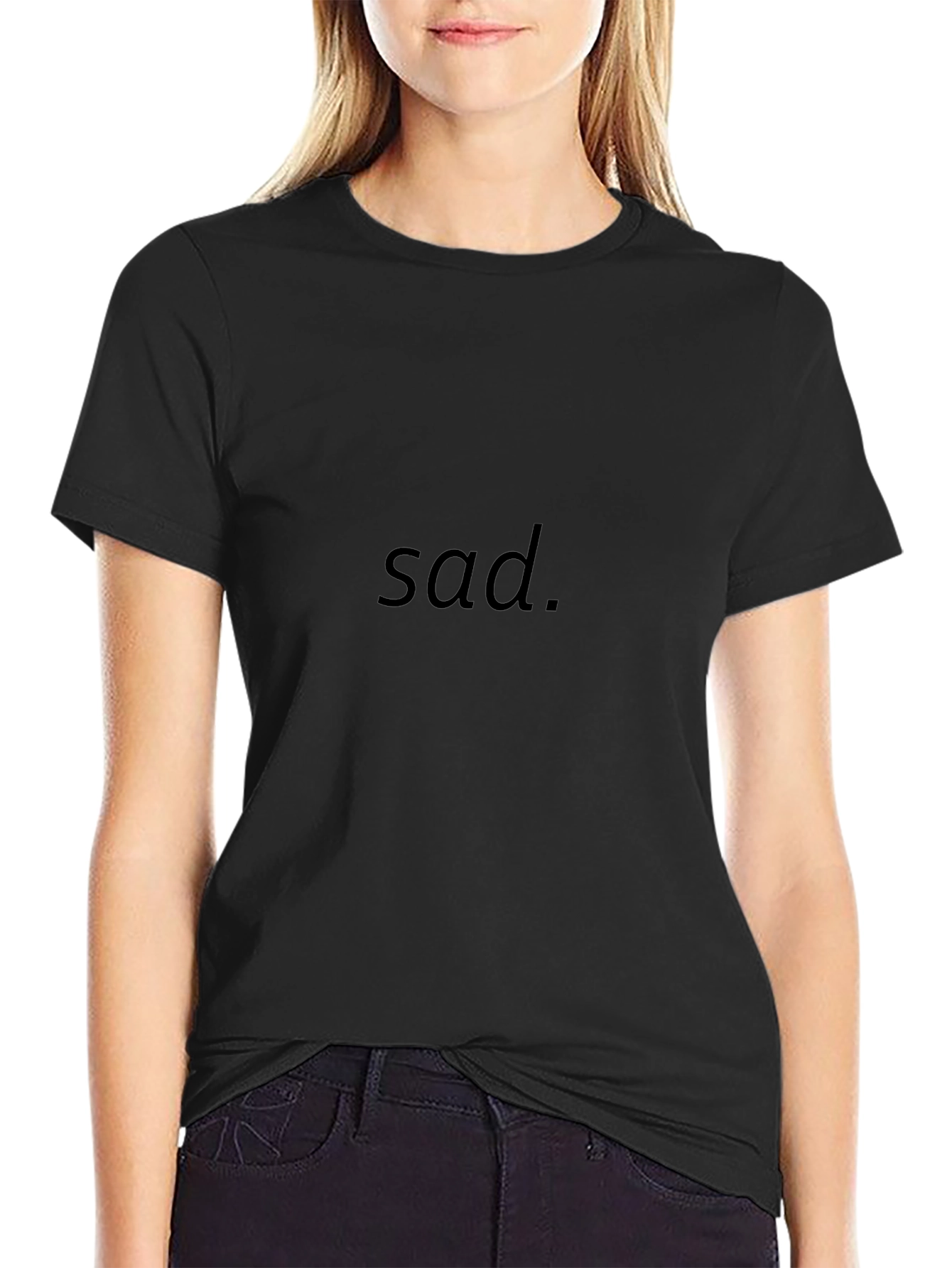 Mens Black sad. Graphic T-Shirt