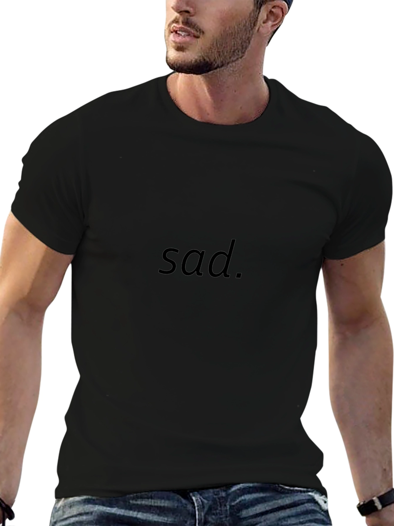 Mens Black sad. Graphic T-Shirt