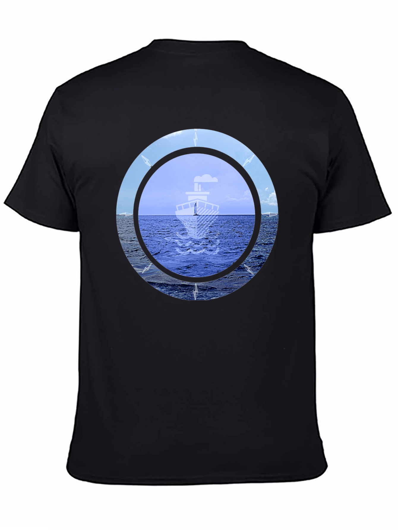 Nautical Compass Graphic T-Shirt - Black